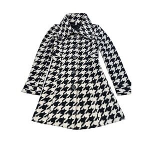 Frenchi Women’s Wool-Blend Houndstooth Coat‎ XS Black/White Button Front Jacket